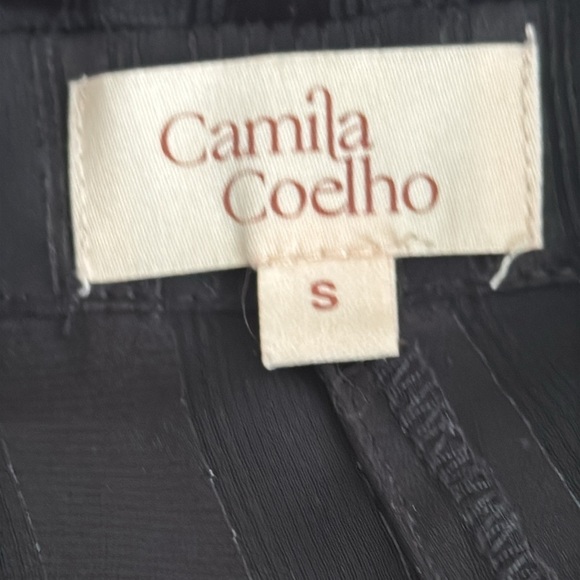 Camila Coelho Amelia Romper Black Stripe Shimmer Shorts Long Sleeve Revolve SZ S - Picture 9 of 10